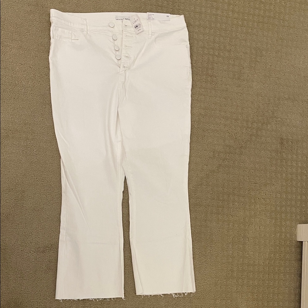 LOFT Women's Off-White Wide Leg Jeans